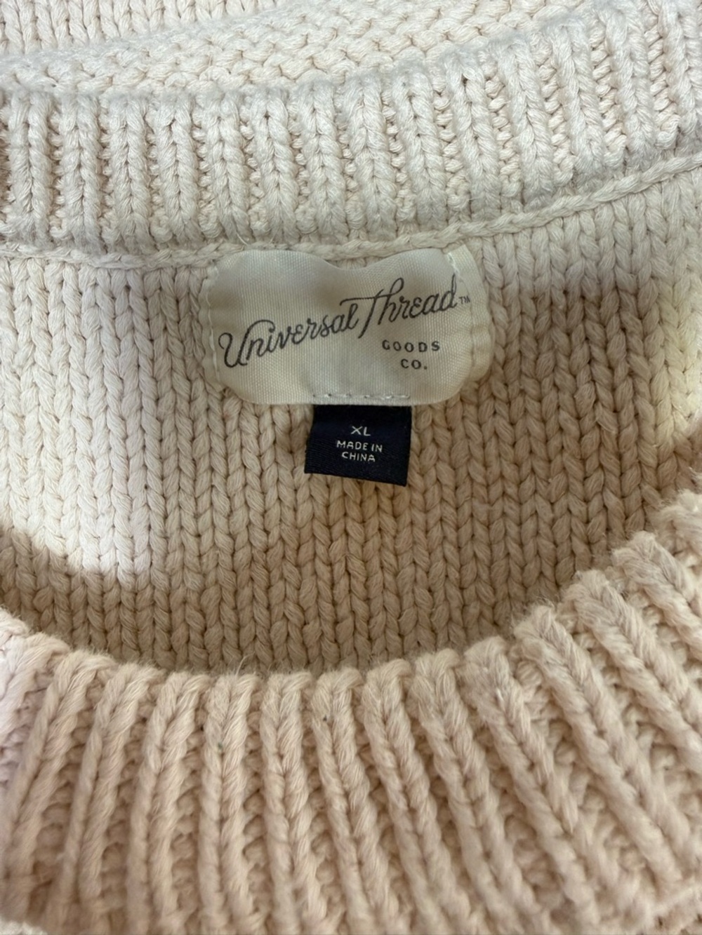 Boho Knit Boxy Lagenlook sleeveless cotton blend cream Sweater Vest sz XL - Picture 5 of 7